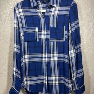 Stoosh blue Long Sleeve Collard Button Up Dress Shirt Top Size medium